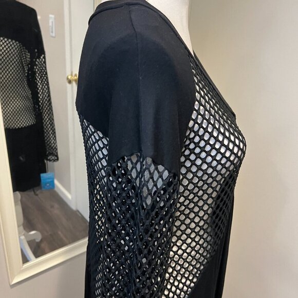 NWT Blue Curl Beachwear Black Fishnet long sleeve swim cover up, Size Medium - Picture 7 of 15